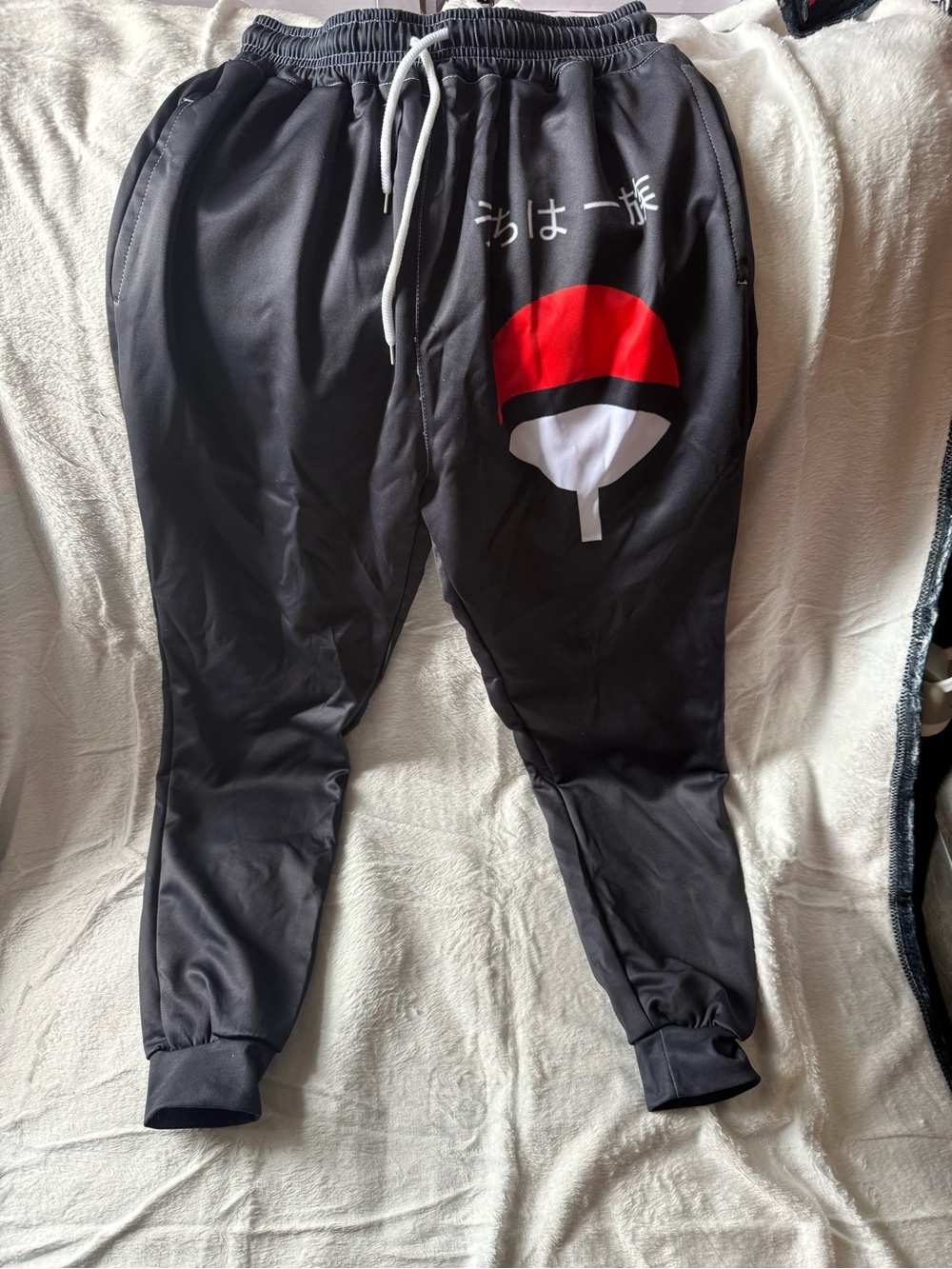 Black Men's Pokemon Jogger Pants with Red Graphic Size Unknown (likely Small)
